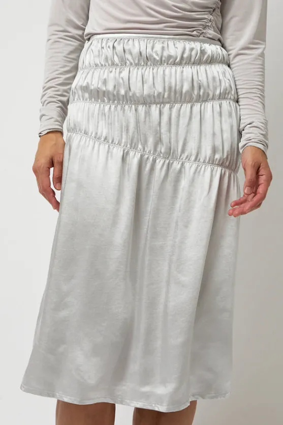 Satin Gather Long Skirt in Grey^No.6 Store Online