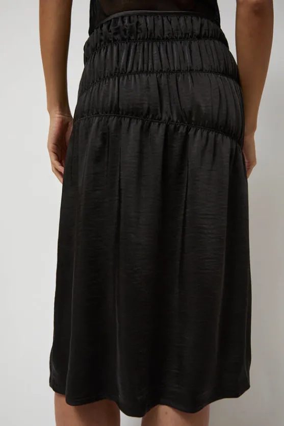 Satin Gather Long Skirt in Black^No.6 Store Hot