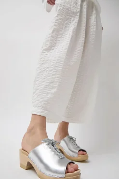 Simone Clog on Mid Heel in Silver^No.6 Store Online