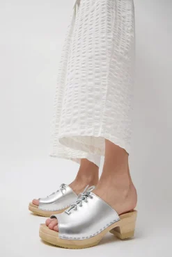Simone Clog on Mid Heel in Silver^No.6 Store Online