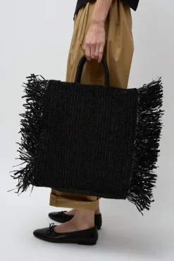 Straight Fringe Square Bag in Black^No.6 Store Hot
