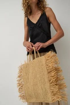 Straight Fringe Square Bag in Natural^No.6 Store Discount