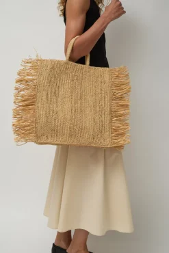 Straight Fringe Square Bag in Natural^No.6 Store Discount