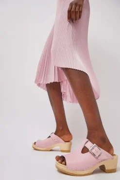 T Strap Clog on Mid Heel in Light Pink^No.6 Store Online