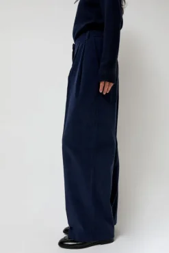 Thin Corduroy Wide Leg Pants in Navy^No.6 Store Clearance