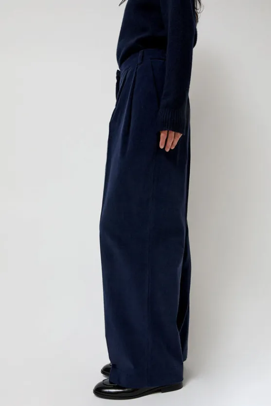 Thin Corduroy Wide Leg Pants in Navy^No.6 Store Clearance