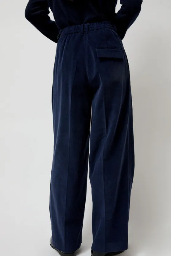 Thin Corduroy Wide Leg Pants in Navy^No.6 Store Clearance