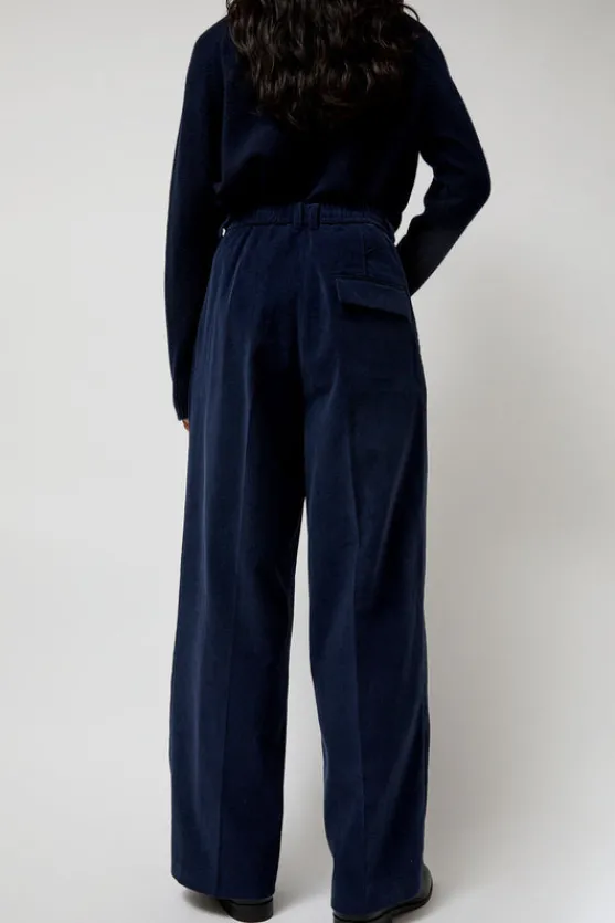 Thin Corduroy Wide Leg Pants in Navy^No.6 Store Clearance