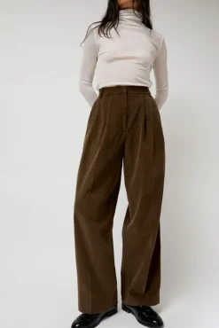 Thin Corduroy Wide Leg Pants in Light Brown^No.6 Store Discount