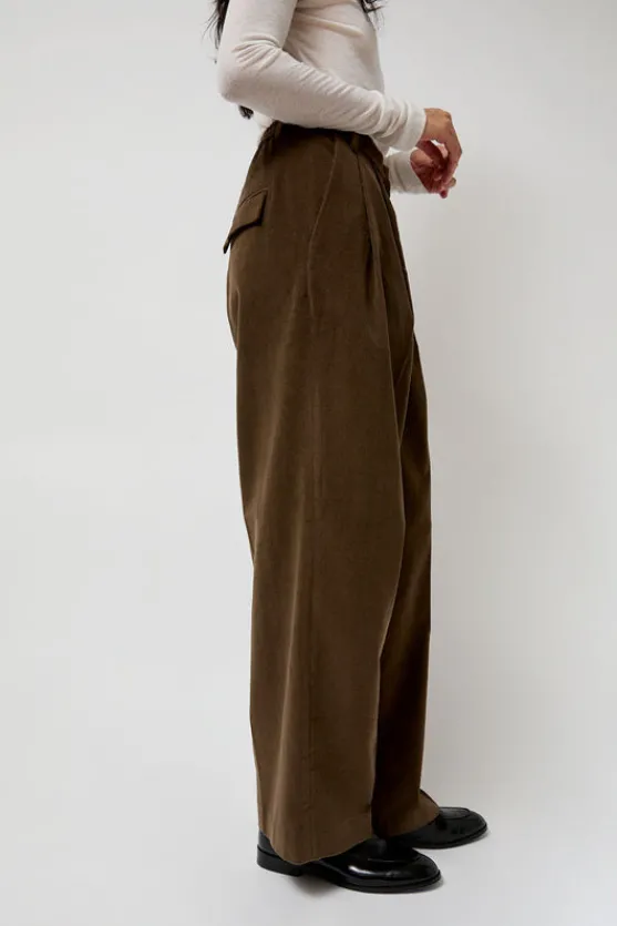 Thin Corduroy Wide Leg Pants in Light Brown^No.6 Store Discount
