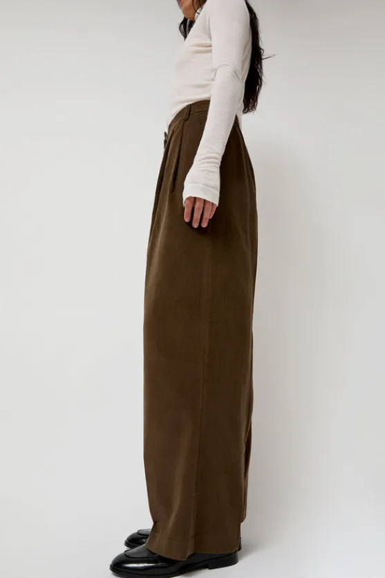 Thin Corduroy Wide Leg Pants in Light Brown^No.6 Store Discount