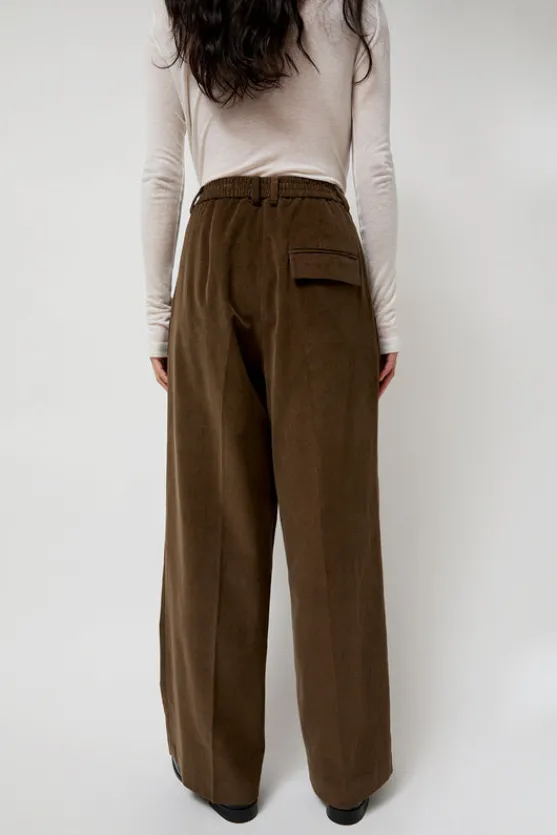 Thin Corduroy Wide Leg Pants in Light Brown^No.6 Store Discount