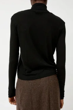 Thin Ribbed Roll Neck Top in Black^No.6 Store Outlet