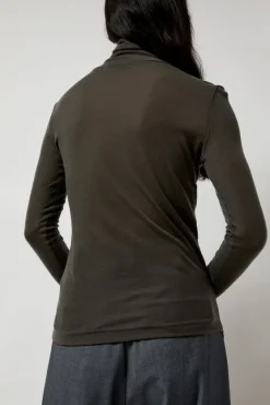 Thin Ribbed Roll Neck Top in Dark Gray^No.6 Store Clearance
