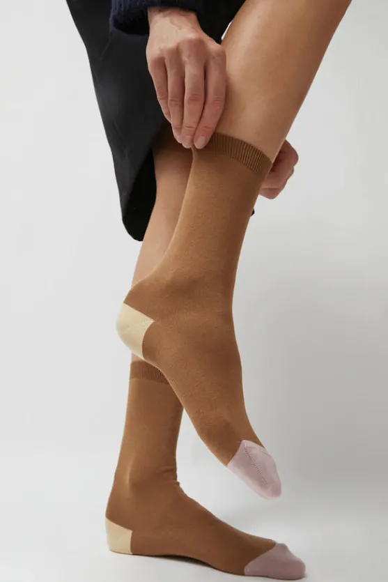 Tricolor Cotton Socks in Brown^No.6 Store Outlet