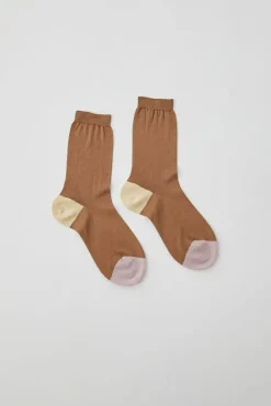 Tricolor Cotton Socks in Brown^No.6 Store Outlet