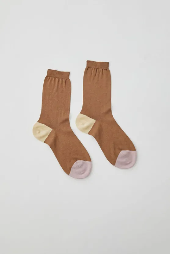 Tricolor Cotton Socks in Brown^No.6 Store Outlet