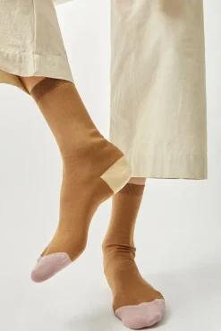 Tricolor Cotton Socks in Brown^No.6 Store Outlet