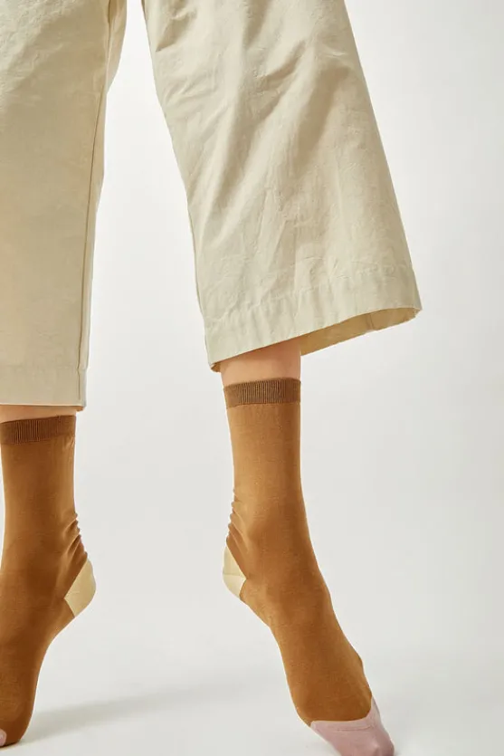 Tricolor Cotton Socks in Brown^No.6 Store Outlet