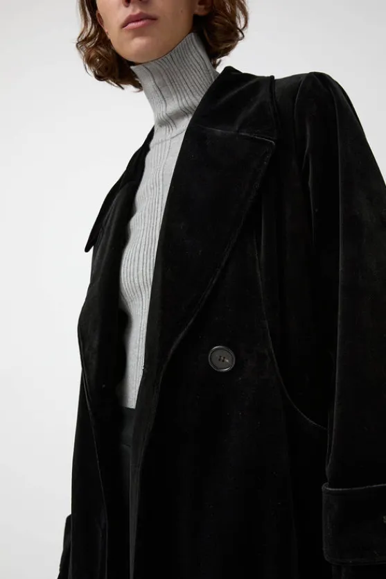 Trigonal Fall Coat in Black Velvet^No.6 Store Hot
