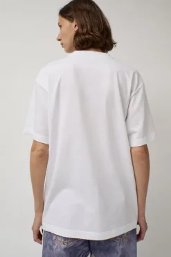 T-Shirt with Augmented Denim Top in White^No.6 Store New