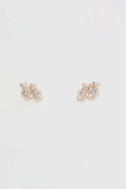 Twin Pearlescent Bear Earrings in White^No.6 Store Best