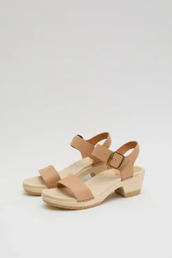 Two Strap Clog on Mid Heel in Desert^No.6 Store Discount