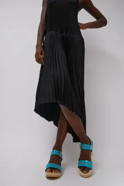 Two Strap Clog on Mid Heel in Turquoise Patent with Eyelets^No.6 Store Discount