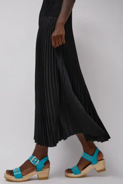 Two Strap Clog on Mid Heel in Turquoise Patent with Eyelets^No.6 Store Discount