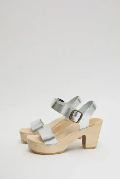Two Strap Clog on Platform in Silver^No.6 Store Sale