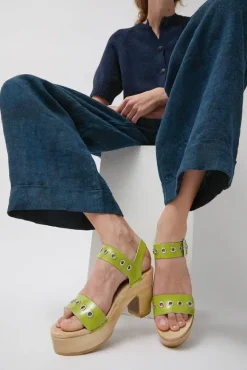 Two Strap Clog on Platform in Apple Patent with Eyelets^No.6 Store New