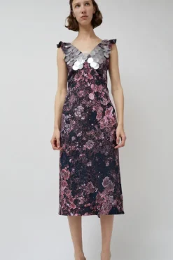 V Neck Sequin Dress in Purple Landscape^No.6 Store Sale