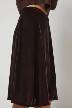 Velvet Midi Wrap Skirt in Brown^No.6 Store Best
