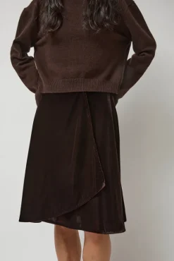 Velvet Midi Wrap Skirt in Brown^No.6 Store Best
