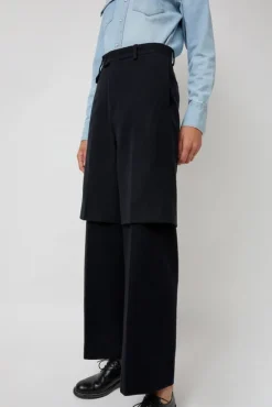 Virgin Wool Layered Trousers in Navy Pinstripe^No.6 Store Online
