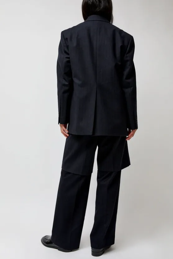 Virgin Wool Oversized Tailored Jacket in Navy Pinstripe^No.6 Store Sale