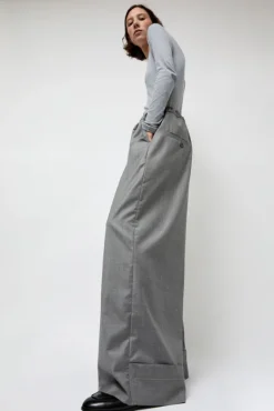 Virgin Wool Tailored Shared Pants in Gray^No.6 Store Sale