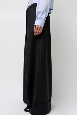 Virgin Wool Tailored Shared Pants in Black^No.6 Store Discount