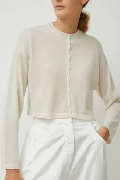 Viscose Shimmery Cardigan in White^No.6 Store New