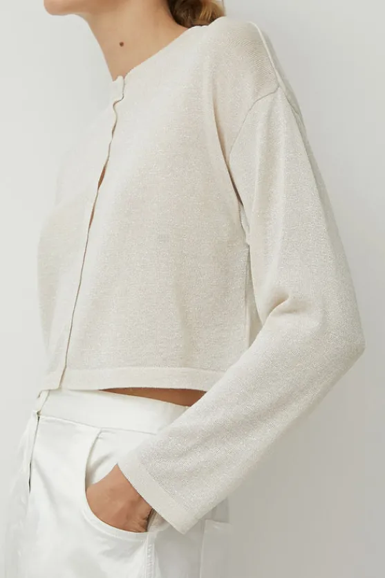 Viscose Shimmery Cardigan in White^No.6 Store New