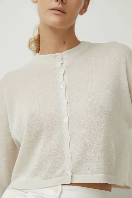 Viscose Shimmery Cardigan in White^No.6 Store New