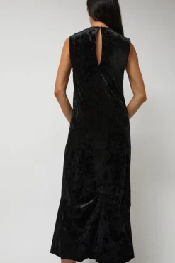 Washed Velvet Long Dress in Black^No.6 Store Sale