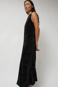 Washed Velvet Long Dress in Black^No.6 Store Sale