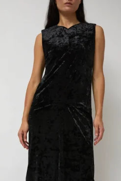 Washed Velvet Long Dress in Black^No.6 Store Sale