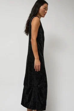 Washed Velvet Long Dress in Black^No.6 Store Sale