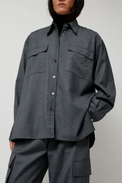 Wool Blend Shirt in Gray^No.6 Store New