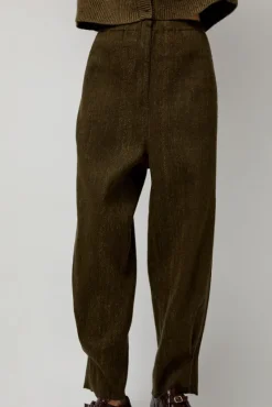 Wool Linen Canvas Trousers in Green^No.6 Store Fashion