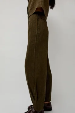 Wool Linen Canvas Trousers in Green^No.6 Store Fashion