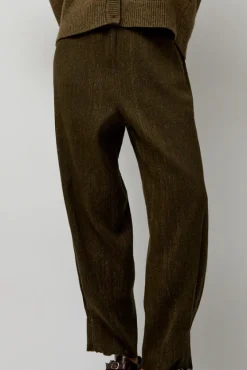 Wool Linen Canvas Trousers in Green^No.6 Store Fashion