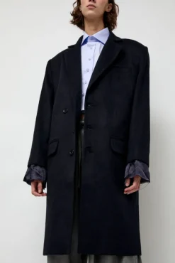 Wool Single Breasted Coat in Navy^No.6 Store Fashion